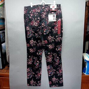 NWT Bandolino womens size 14 Amy Black‎ Floral Modern Straight Leg Pants Jeans